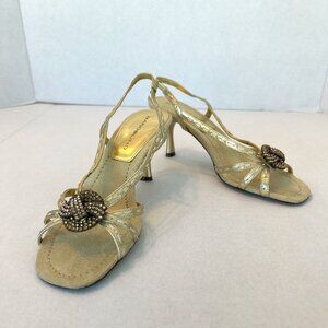 Bandolino DBMarrim Women’s Metallic Gold Slingback Heels Size 6.5
